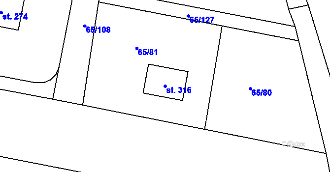 Parcela st. 316 v KÚ Řepice, Katastrální mapa