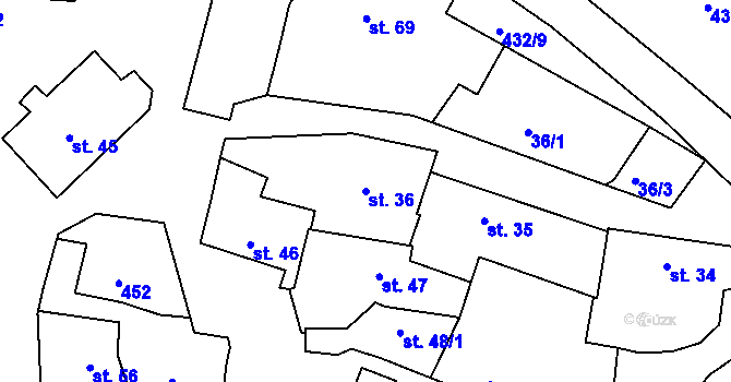 Parcela st. 36 v KÚ Řepice, Katastrální mapa