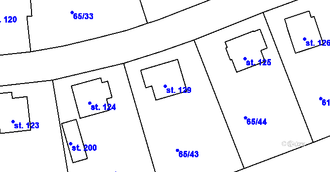Parcela st. 129 v KÚ Řepice, Katastrální mapa