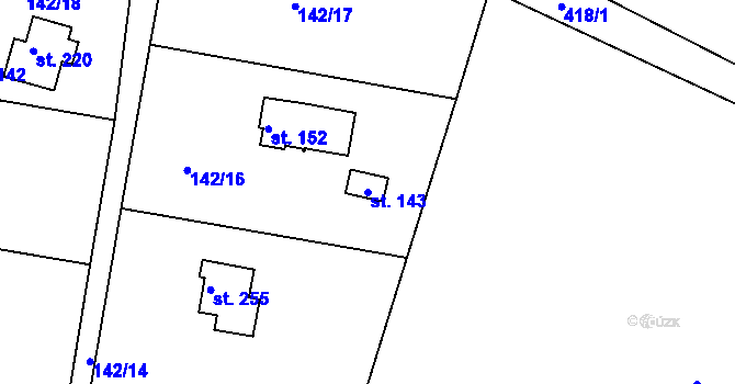 Parcela st. 143 v KÚ Řepice, Katastrální mapa