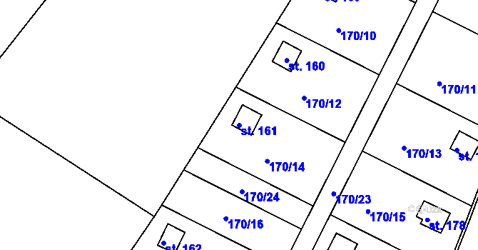 Parcela st. 161 v KÚ Řepice, Katastrální mapa