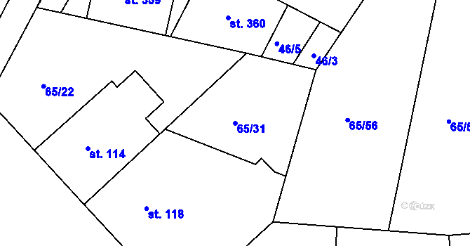 Parcela st. 65/31 v KÚ Řepice, Katastrální mapa