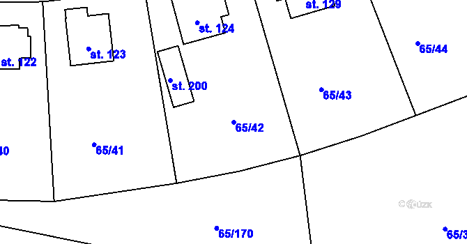 Parcela st. 65/42 v KÚ Řepice, Katastrální mapa