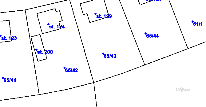 Parcela st. 65/43 v KÚ Řepice, Katastrální mapa