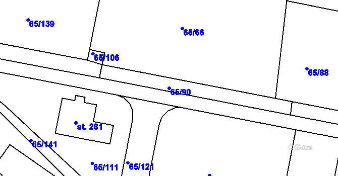 Parcela st. 65/90 v KÚ Řepice, Katastrální mapa