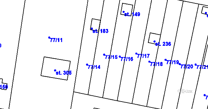 Parcela st. 77/15 v KÚ Řepice, Katastrální mapa