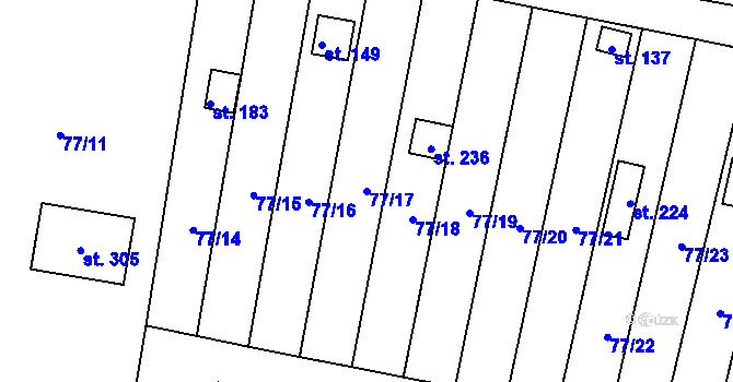Parcela st. 77/17 v KÚ Řepice, Katastrální mapa