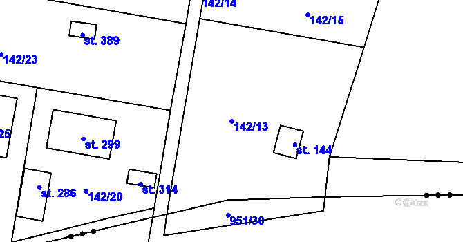 Parcela st. 142/13 v KÚ Řepice, Katastrální mapa