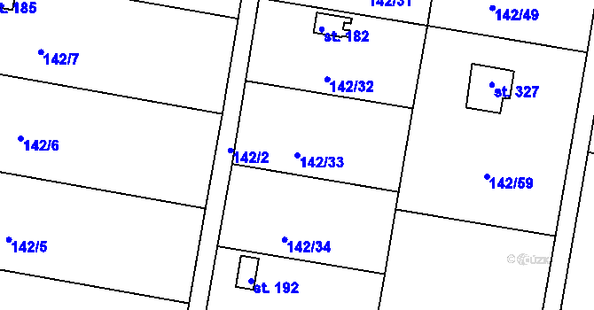 Parcela st. 142/33 v KÚ Řepice, Katastrální mapa