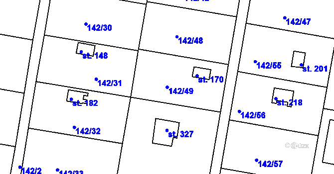 Parcela st. 142/49 v KÚ Řepice, Katastrální mapa