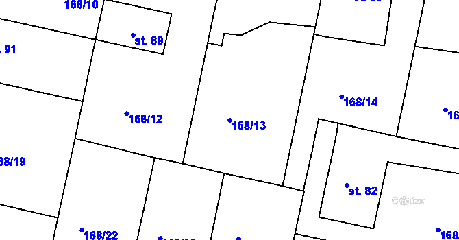 Parcela st. 168/13 v KÚ Řepice, Katastrální mapa