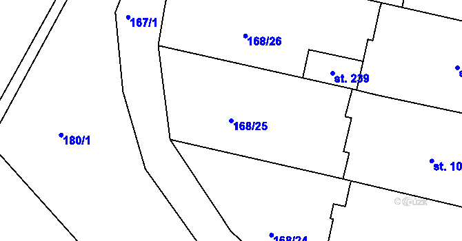 Parcela st. 168/25 v KÚ Řepice, Katastrální mapa