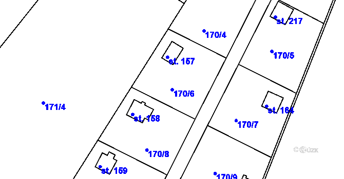 Parcela st. 170/6 v KÚ Řepice, Katastrální mapa