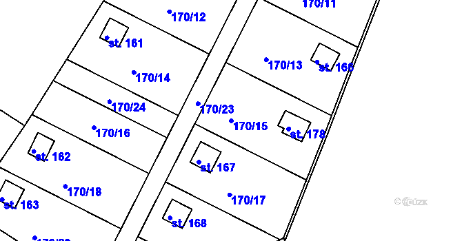 Parcela st. 170/15 v KÚ Řepice, Katastrální mapa