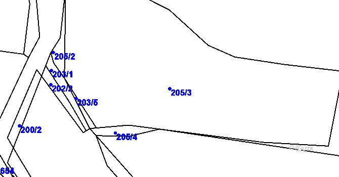 Parcela st. 205/3 v KÚ Řepice, Katastrální mapa