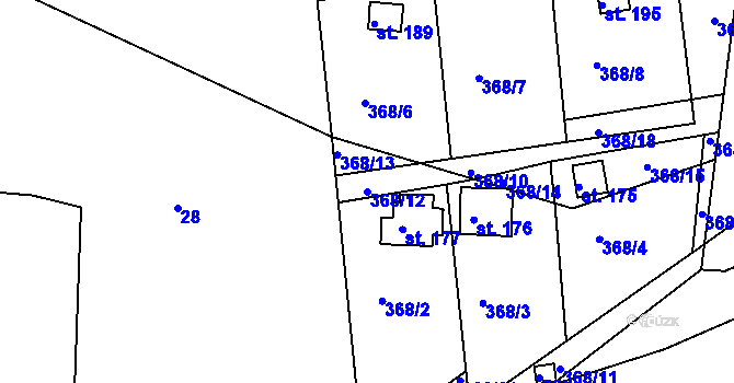 Parcela st. 368/12 v KÚ Řepice, Katastrální mapa