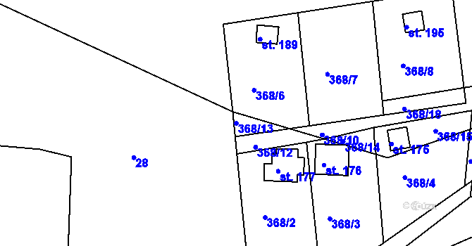 Parcela st. 368/13 v KÚ Řepice, Katastrální mapa