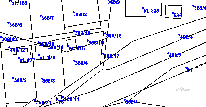 Parcela st. 368/17 v KÚ Řepice, Katastrální mapa