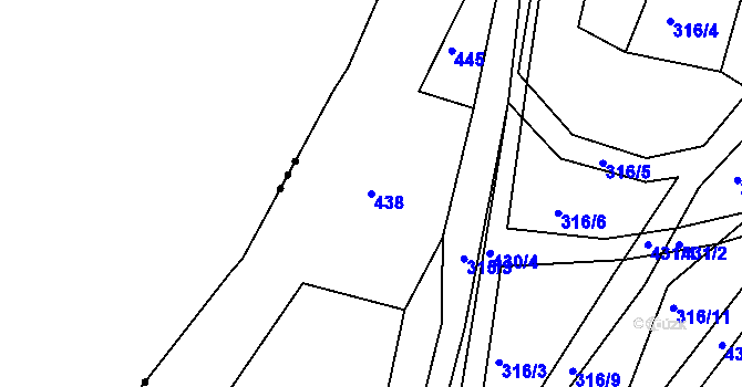 Parcela st. 438 v KÚ Řepice, Katastrální mapa