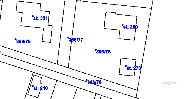 Parcela st. 366/76 v KÚ Řepice, Katastrální mapa