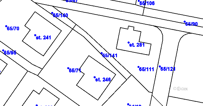 Parcela st. 65/141 v KÚ Řepice, Katastrální mapa