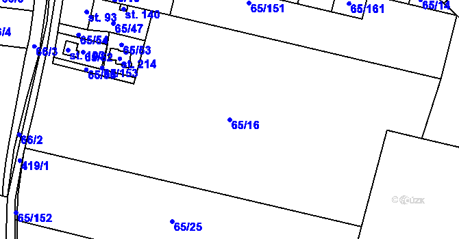 Parcela st. 65/16 v KÚ Řepice, Katastrální mapa