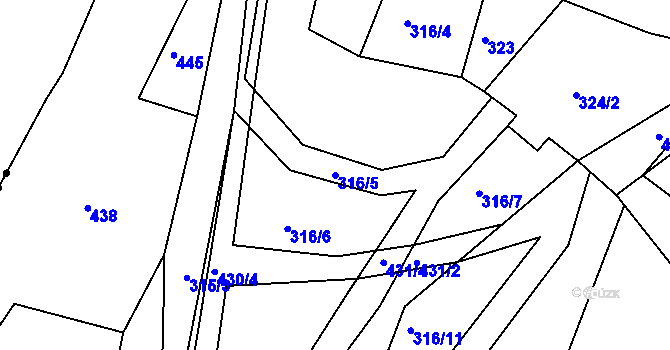 Parcela st. 316/5 v KÚ Řepice, Katastrální mapa