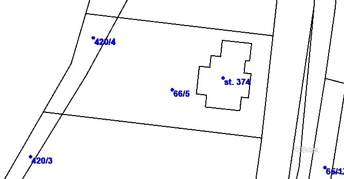 Parcela st. 66/5 v KÚ Řepice, Katastrální mapa