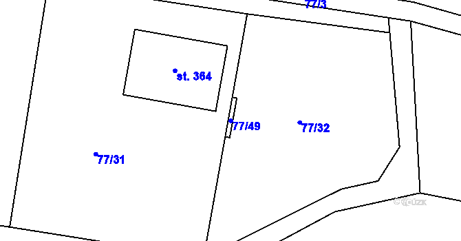 Parcela st. 77/49 v KÚ Řepice, Katastrální mapa