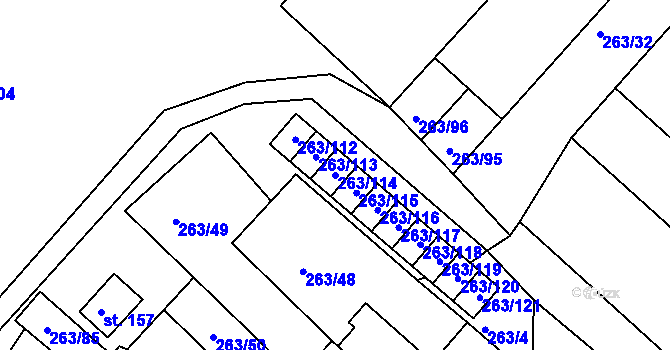 Parcela st. 263/114 v KÚ Rovná u Sokolova, Katastrální mapa
