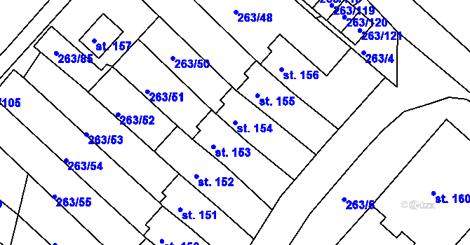 Parcela st. 154 v KÚ Rovná u Sokolova, Katastrální mapa
