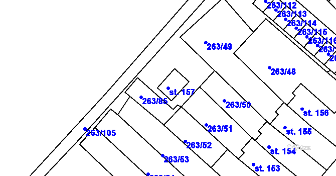 Parcela st. 157 v KÚ Rovná u Sokolova, Katastrální mapa