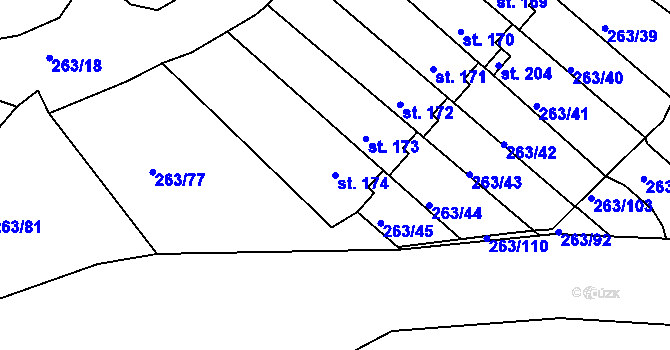 Parcela st. 174 v KÚ Rovná u Sokolova, Katastrální mapa