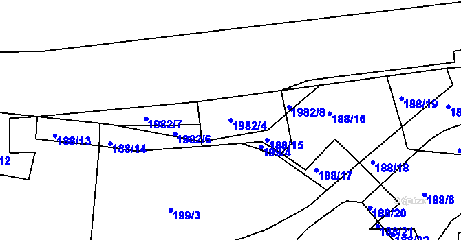 Parcela st. 1982/4 v KÚ Rovná u Sokolova, Katastrální mapa