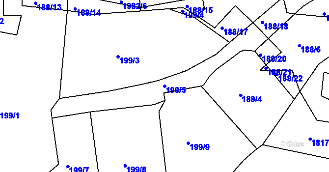 Parcela st. 199/5 v KÚ Rovná u Sokolova, Katastrální mapa