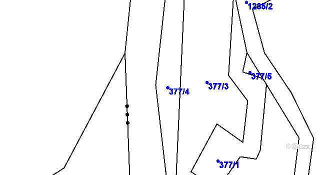 Parcela st. 377/4 v KÚ Krásná Lípa u Rovné, Katastrální mapa