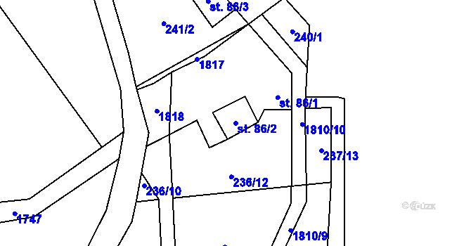 Parcela st. 86/2 v KÚ Vranov u Rovné, Katastrální mapa