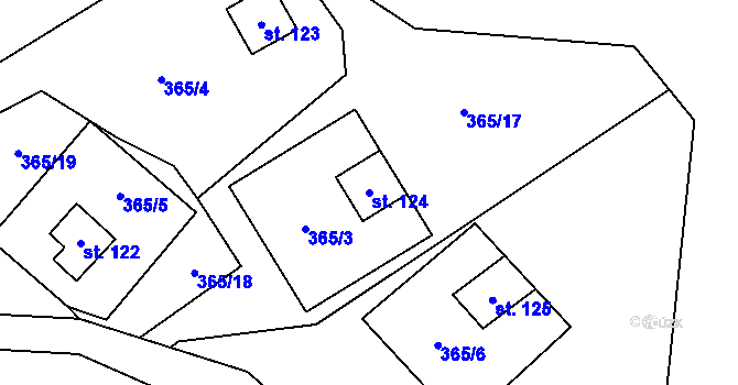 Parcela st. 124 v KÚ Vranov u Rovné, Katastrální mapa