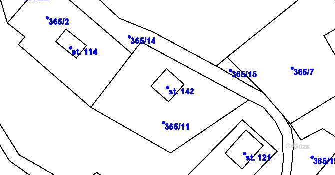 Parcela st. 142 v KÚ Vranov u Rovné, Katastrální mapa
