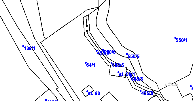 Parcela st. 495/5 v KÚ Divišov, Katastrální mapa