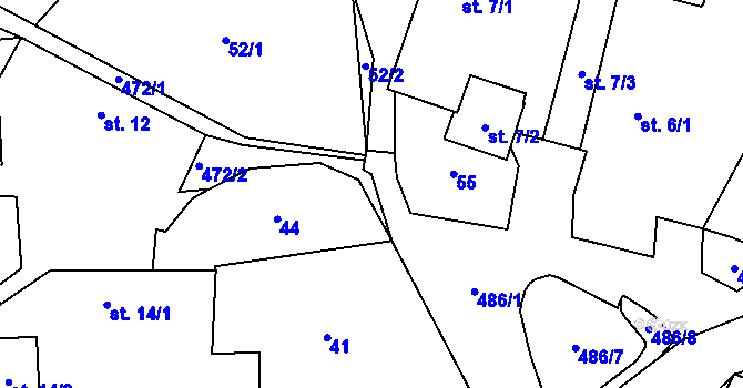 Parcela st. 486/9 v KÚ Divišov, Katastrální mapa