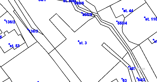 Parcela st. 3 v KÚ Divišov, Katastrální mapa