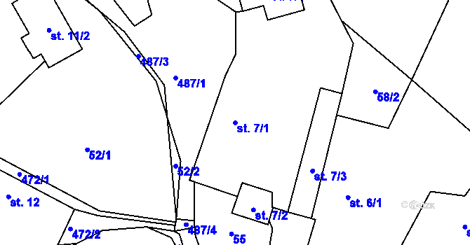 Parcela st. 7/1 v KÚ Divišov, Katastrální mapa