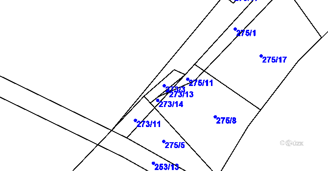 Parcela st. 273/3 v KÚ Divišov, Katastrální mapa