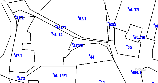 Parcela st. 472 v KÚ Divišov, Katastrální mapa