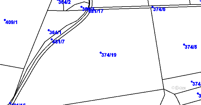 Parcela st. 374/19 v KÚ Divišov, Katastrální mapa