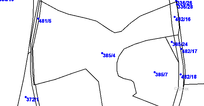 Parcela st. 385/4 v KÚ Divišov, Katastrální mapa