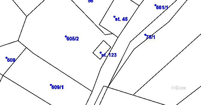 Parcela st. 123 v KÚ Rovné, Katastrální mapa