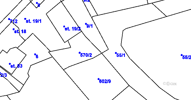 Parcela st. 602/7 v KÚ Rovné, Katastrální mapa