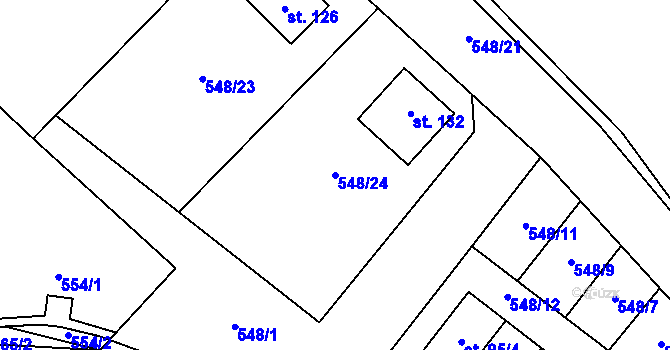 Parcela st. 548/24 v KÚ Rovné, Katastrální mapa